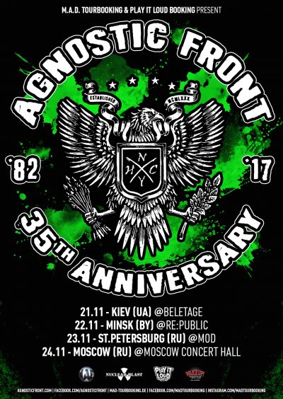 Agnostic Front вернутся в Россию в ноябре